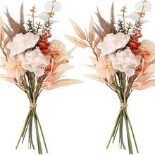 12/36 piezas Ramo de flores artificiales de estilo bohemio en colores neutros, arreglo floral de peonías falsas, dalias y hierba seca, paleta de colores macaron, adecuado para jarrón, hogar, decoración de mesa de boda - Multicolor - Ver 9