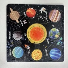 Wooden Solar System 8 Planets 3D Cognitive Puzzle Board, Replicating Sun And 8 Planets Orbit, Paired With Astronaut Rocket Space Illustration, 3D Planets Can Be Embedded Into Corresponding Slots, Astronomy Science Popularization Enlightenment, Exercising Children's Spatial Cognition And Hand-Eye Coordination, Inspiring Interest In Universe Exploration, Montessori Early Education STEM Teaching Tool, Suitable For Children's Birthday Holiday Learning Gifts - Multicolor - View 9