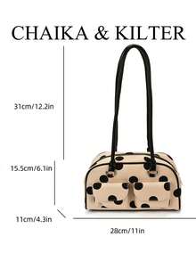 CHAIKA & KILTER 1件純色亮面PU布料單肩包，女款時尚多口袋大容量波士頓保齡球包，拉鍊開合，適合日常與街頭使用 - 白色 - 查看 3