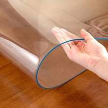 1pc 0.25mm Thick Durable Transparent Solid Color Rectangular Tablecloth - Ultimate Protection Film, Made Of Transparent PVC, Waterproof - Suitable For Office And Kitchen, Home Decor, Scratch-Resistant Tablecloth - White - View 6