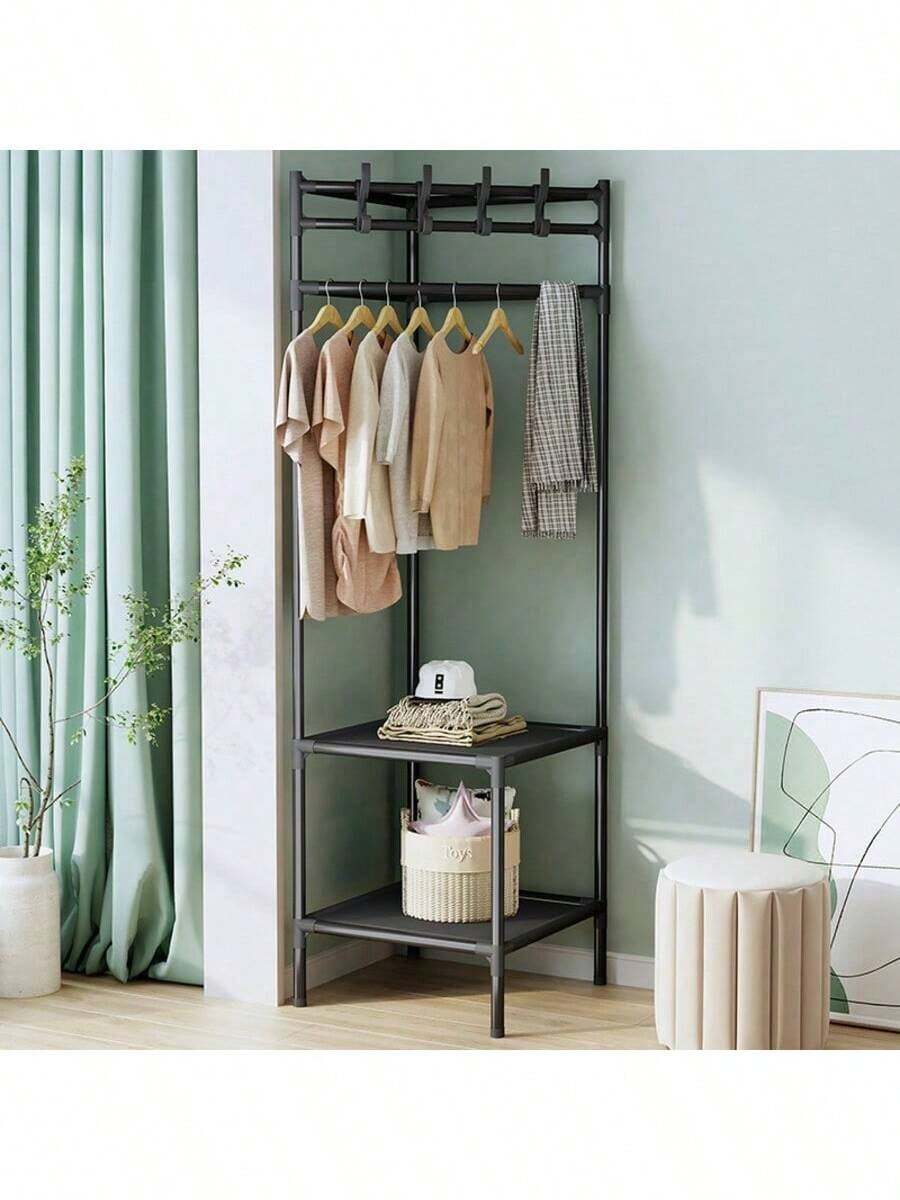 Perchero de esquina, perchero de pie para dormitorio, perchero de ropa para el hogar junto a la cama, perchero simple, perchero de ropa de esquina, almacenamiento - Ver 1