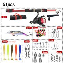 Fishing Rod Set, Includes Telescopic Fishing Rod, Spinning Reel, Bait, Fishing Hooks, Travel Fishing Rod Set - Multicolor - View 1
