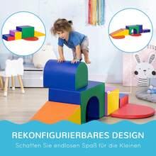 HOMCOM 7 TLG. Schaumstoff Bausteine Kinder Softbausteine Weiche Grossbausteine Schaumstoffblöcke für 1-3 Jahre alt Kinder Bausteinset Mehrfarbig - Verschiedenfarbig - Übersicht 9