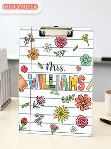 Custom Teacher Name Floral Acrylic Clipboard Personalized School Pencil Board Teacher Appreciation Gift Classroom Decor Student Back To School Gift Teacher's Day Christmas Graduation Season Gift - Multicolor - View 2