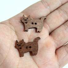 50pcs/Pack Creative Wooden Cute Coffee Color Buttons Clothing Scarf Hat Decorative Accessories Handmade DIY Decoration Painting Material Kit - C - View 1