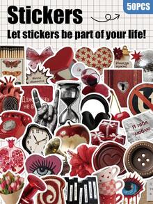 50pcs Retro Y2K Russian Stickers For Guitar Suitcase Laptop Cases Scrapbooks Storage Boxes Decorative DIY Graffiti Stickers - Multicolor - View 1