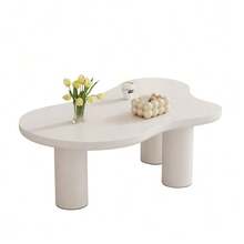 (Previous Sku:N625P256509510W) Irregular Cloud-Shaped Coffee Table, 107cm Long, 66cm Wide, 40.5cm High, MDF Tabletop And PVC Legs, With Felt Pad - White - View 1