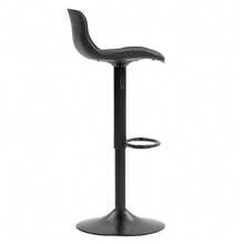 Rotating Bar Stool Set Of 2, Grey Plastic Backrest Synthetic Leather - 黑色 - 查看 9