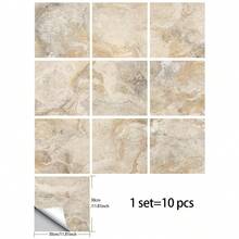 1 Pack (10pcs) Marble Pattern 2D Flat Wall Stickers, PVC Self-Adhesive Removable Tile Stickers, Suitable For Home, Kitchen, Room, Wall, Floor Decor - 10Pcs - View 8