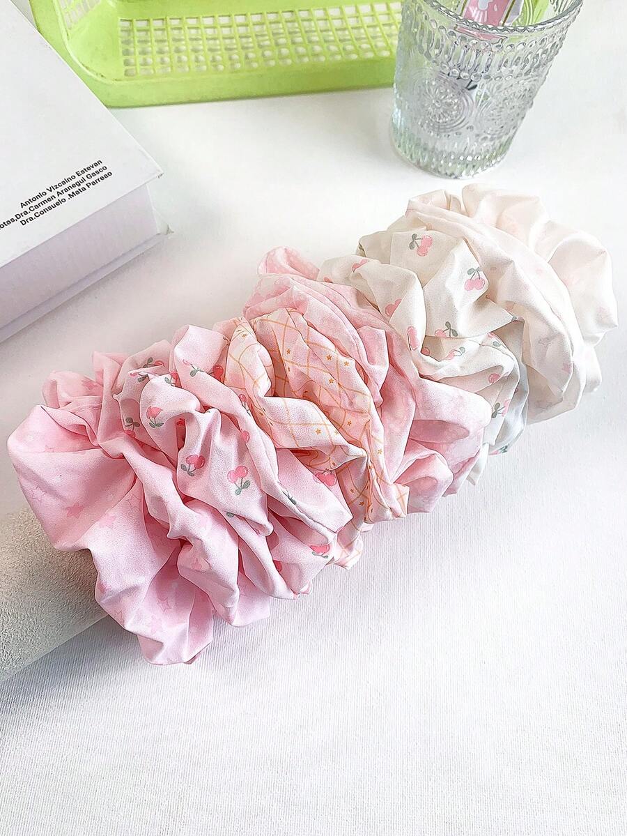 12 Stücke rosa Haargummis, kleine, mittlere und große Haargummis Kombination, geeignet für verschiedene Haarvolumina, nicht schädigende Haaraccessoires, süße und niedliche Haargummis - Pink - Übersicht 1