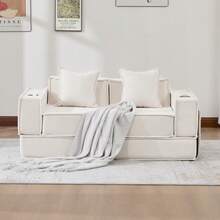 Modern Sofa Bed Frame Beige 2 Seat - 米色雙座 - 查看 10