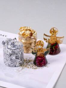 SikeSike Gold Foil Flakes, Resin Gold Foil Flakes, 3g/5g/10g Metal Foil Flakes, Suitable For Nail Art, Painting, Crafts, Epoxy Resin, Jewelry Making, Candle Making, DIY Crafts (Gold And Silver) - Multicolor - View 6