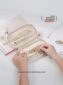 Portable Mini Jewelry Storage Box, Travel Jewelry Organizer Bag, Zippered Accessory Carrying Case, Small Ring Earring Necklace Storage Rack, Suitable For Daily Home Use, Business Trips, Weekend Getaways, Bedroom Vanity Jewelry Organization, Daily Accessory Storage - Multicolor - View 5