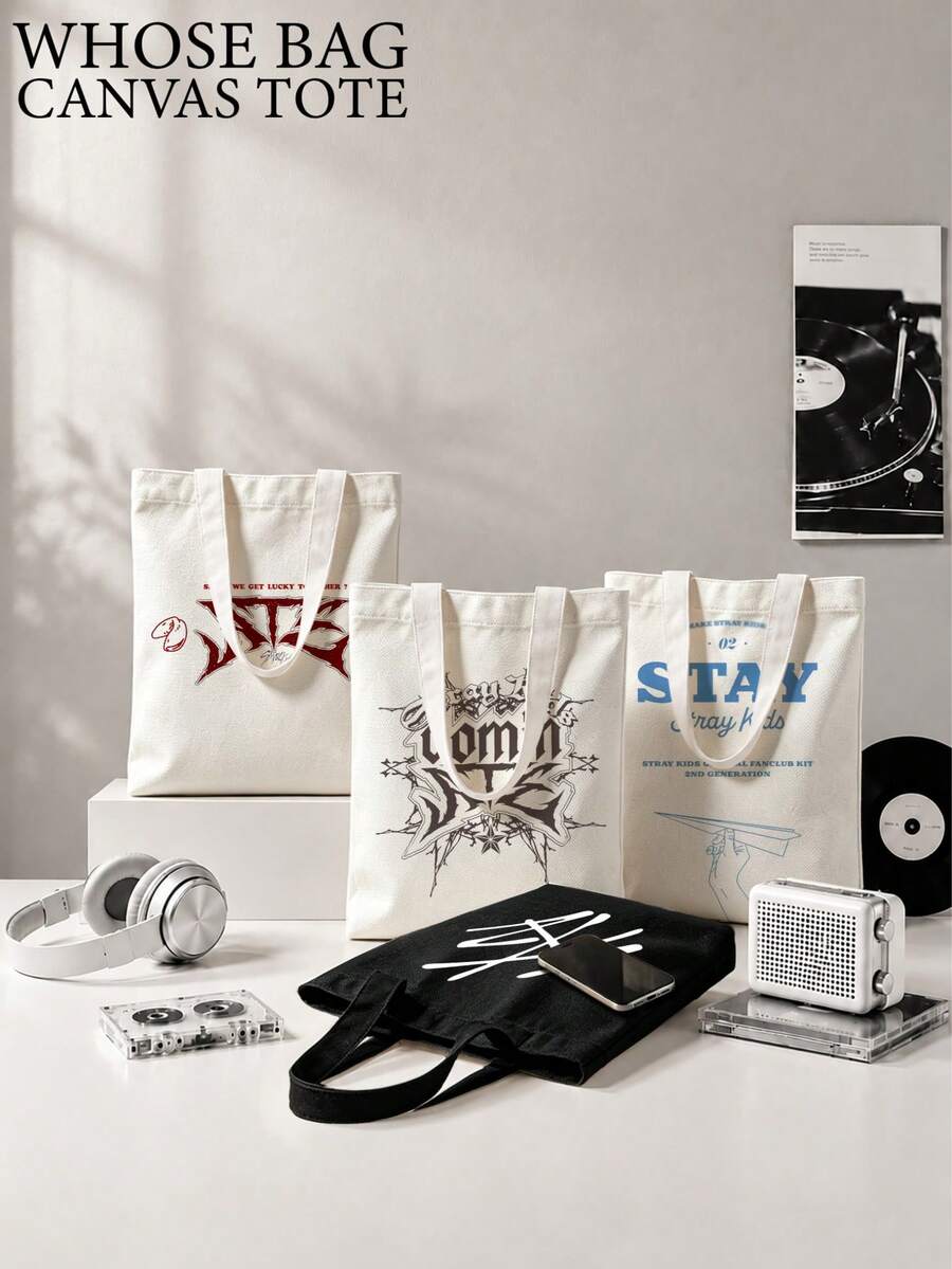 Hasbro Stray Kids/SKZ Signed Tote Bag, STAY Fan Support Gift, Suitable For Commuting And Daily Use Shopping Bag, Practical Gift Choice, Cute Christmas Gift For Stray Kids/SKZ Fans, Women's Handbag, CANVAS TOTE BAG - Multicolor - View 1