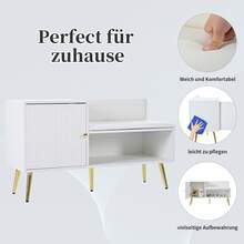 Modern White Shoe Storage Bench With Seat And Backrest - Metal Handles & Legs - Perfect For - 白色 - 查看 10