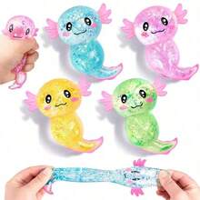 1pc (Random Color) Maltose Color Sequin Salamander Squishy Toy Set, Soft Transparent Silicone Salamander Squeeze Toy, Filled With Glitter, Slow Rebound, Suitable For Children And Adults To Relieve Stress And Anxiety - Multicolor - View 3