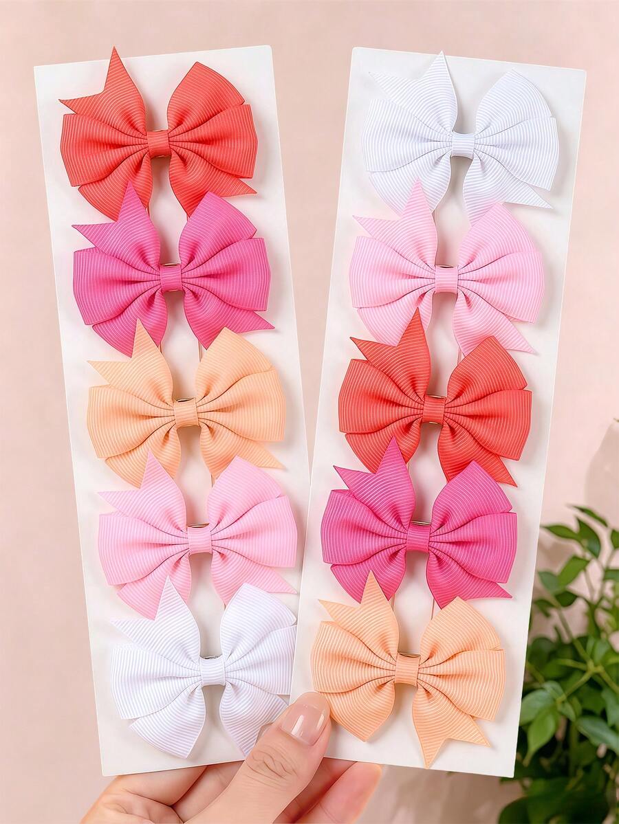 10/20pcs/Set Pink Octopus Bow Hair Clips, Sweet Hair Accessories - Suitable For Girls And Women, Perfect For Daily Wear, Vacation And Dates - Multicolor - View 1