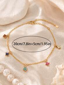 18K Gold Plated Women's High-End Lucky Stackable Bracelet With Colorful Lucky Bracelet, 304 Stainless Steel Waterproof Hypoallergenic, Gift For Girlfriend, Best Friend, Mom, Wife, Daily Versatile Commute Women's Jewelry Set - Gold - View 4