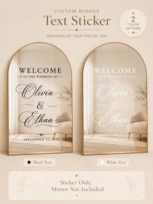 Pegatina de espejo personalizada para cartel de asientos de boda - Decoración de señalización de boda DIY Pegatina de boda - Pegatina de espejo para cartel de asientos Bienvenida a la boda Pegatina de espejo - Pegatina de letras de espejo personalizada - Feliz boda - Decoración de boda/Cartel de bienvenida de boda moderna - Multicolor - Ver 5