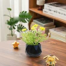 Black Rhombus Flower Pot Artificial Plant With Colorful Flowers, 3 Styles, Compact And Delicate, Maintenance-Free, Suitable For Decorating Kitchen, Office, Windowsill, Bedroom And More - Black - View 13