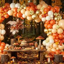 100 Count Thanksgiving Themed Balloon Arch Set Orange Matte White Yellow Gold Decor Balloons For Gender Reveal Wedding Holiday Venue Arrangement - Multicolor - View 3