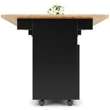 Modern Kitchen Island With Storage And Serving Cart - Black and Natural - View 7