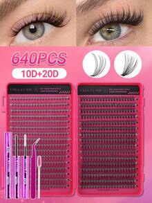 544/640PCS Fluffy Single Lash Clusters, Multi-Specification Large Capacity Cluster False Eyelashes, Thick And Natural Styles Available, Waterproof False Eyelash Set With Tools, Create Beautiful Makeup Effect - Multicolor - View 15