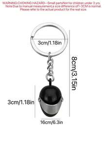 1pc Men's Creative Motorcycle Helmet Keychain, 3D Realistic Cool Helmet Keyring Pendant, Motorcycle Club Small Gift, Car Phone Key Chain, Gift For Friends And Boyfriend - Black - View 5