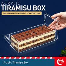 Molde de tarta de queso Tiramisu de acrílico transparente con tapa, molde rectangular desmontable, caja de exhibición de pastel de mousse cuadrada, bandeja larga para base de pastel - Blanco - Ver 1