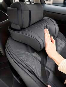 Luxury Car Neck Pillow, Nappa Leather Headrest, Seat Cushion, Car Seat Cover, Comfortable And Breathable, Lumbar And Neck Support, Exquisite Embroidery, Suitable For All Seasons, Car Interior Accessories - A - View 3