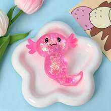 1pc (Random Color) Maltose Color Sequin Salamander Squishy Toy Set, Soft Transparent Silicone Salamander Squeeze Toy, Filled With Glitter, Slow Rebound, Suitable For Children And Adults To Relieve Stress And Anxiety - Multicolor - View 6