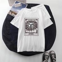 In-Stock Cross-Border2021Spring And Summer New Style Loose Round-Neck Floral Print Short Sleeves T Women's T-Shirts For Dropshipping - 白色4 - 查看 1