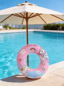 1pc Kids Unicorn Swim Ring, Thickened Leak-Proof Inflatable Float, Baby Water Play Floating Ring, Summer Pool Essential - Multicolor - View 2