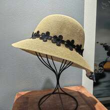 3pcs Lace Ribbon Straw Sun Hat For Women, Elegant Face-Slimming Beach Formal Hat For Summer Outdoo - Multicolor - View 2