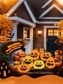 6pcs Thanksgiving Pumpkin Decor Set, Large Pumpkin Porch Sign, Wooden Indoor/Outdoor Decoration For Home Front Door, Stairs, Dining Table Centerpiece, Autumn Harvest Festival, Halloween Party Decoration - Multiple Styles - View 4