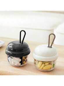 Single Pack Portable 4-Compartment Pill Box With Leak-Proof Lid And Chain - Pill Organizer, Convenient Travel Pill Storage Box For Vitamins, Pills And More - Suitable For Travel, Home Or Daily Use - View 3
