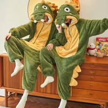 Fluffy Coral Fleece Hooded Animal , Warm Loose Cartoon Loungewear For Winter - Multicolor - View 3