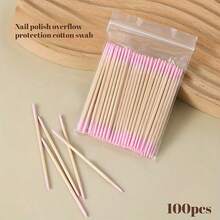 100PCS Double-Ended Nail Polish Remover Cotton Swabs, Precision Makeup Corrector Sticks For Nails Eyebrows Eyeliner Lips, Small Cotton Buds Cleanup Tools, Travel Beauty Essential - B-Pink - View 11
