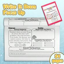 Children's English Learning Journal - Early Reading And Writing Practice Book With Picture Aids And Question Pages | Educational Daily Learning Notebook For Preschool And Kindergarten - Reading Comprehension Pad - View 5