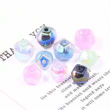 5/10pcs 10/12mm Acrylic Mixed Color Straight Hole Faceted Beads DIY Jewelry Making Necklace, Bracelet, Earrings Handmade Beaded Accessories Materials - Straight-hole Round Bead - View 3