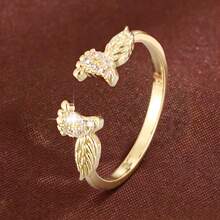 1pc Creative Foot Design Zirconia Inlaid Adjustable Open Ring For Women - Multicolor - View 1
