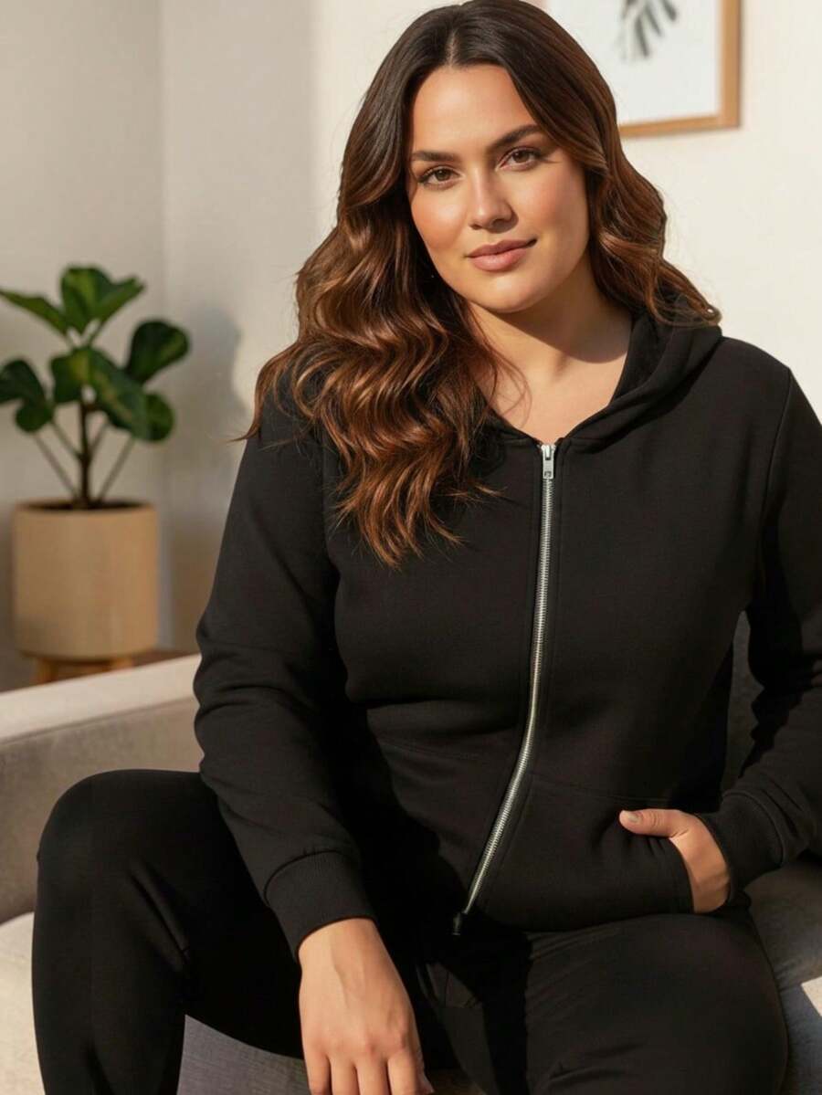 Plus Size Co-Ords - Black - View 1