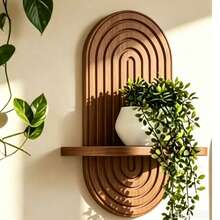 Bohemian Style Arched Floating Shelf, Wooden Wall Decor Storage Rack, Suitable For Potted Plants, Wall Flower Rack, Suitable For Bedroom, Living Room, Kitchen Wall Decoration - Multicolor - View 7