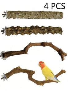 5pcs Bird Perch Set, Natural Wood Parrot Perch, 3 Grapewood Perches, 2 Stands, Claw Grinding Fork, Small Parrot Chewing Stick, Exercise Training Branch, Suitable For Small Parrots, Small And Medium Birds - View 10
