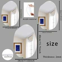 1pc Asymmetrical Acrylic Mirror Wall Sticker, Asymmetrical Shaped Acrylic Mirror, Unique Design, Home Decor, Kids Room Decorative Mirror - Multicolor - View 2