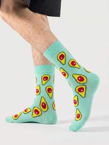 1/5/10 Pairs Men's Mid-Calf Socks, Funny Green Avocado Cartoon Unisex Sports Style Long Socks, Crazy Happy Socks - Multicolor - View 22