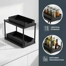 1pc Double-Layer Under Sink Storage Rack, Pull-Out Sliding Organizer, PP Material, Space-Saving Design, Embedded Cabinet Sink Organizer, Suitable For Kitchen And Bathroom Countertop Storage, Multi-Functional Home Storage Rack - Multicolor - View 8