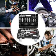 Mechanics Tools Kit, 108pcs Ratchet Wrench Mechanics Tools Kit, 1/4"&1/2 Metric And Standard Socket Set, Universal Joint,Extension Bars.[A Good Gift For Family And Friends] - Default - View 7