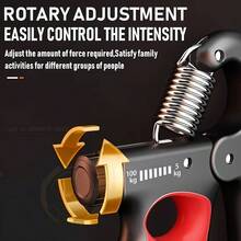 1pc Random Color Adjustable Digital Hand Grip Strength Trainer, 5-100kg Variable Resistance, Ergonomic 4-Hole Non-Slip Handle, Thickened Stainless Steel Spring Hand Exerciser, Suitable For Finger Rehabilitation, Gym, Rock Climbing, Office Stress Relief - Bold Version - View 4