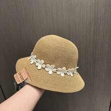 3pcs Lace Ribbon Straw Sun Hat For Women, Elegant Face-Slimming Beach Formal Hat For Summer Outdoo - Multicolor - View 7